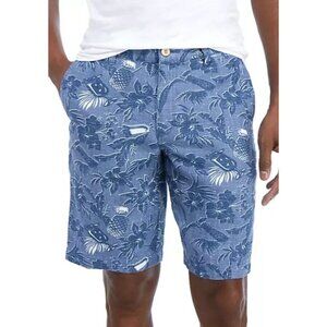 Tommy Bahama 100% Linen Tiki Luau 10-Inch Shorts Tropical Beach Preppy Size 33